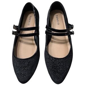 TORRID Elegant Flat Maryjane’s in Black Sparkle Size 8WW —Worn 1X